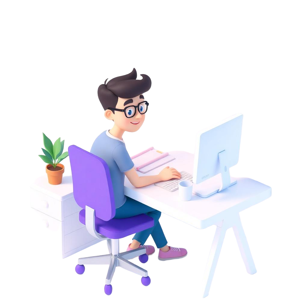 Estudiante trabajando en su computador